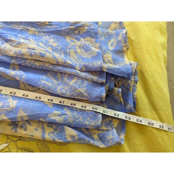 Free people Julianna chiffon maxi dress sz xs euc blue paisley print oversized - Picture 5 of 7